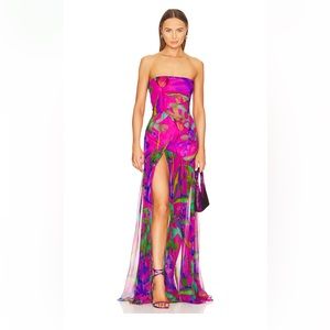 Retrofete Nicole Silk Dress in Tropical Leaf